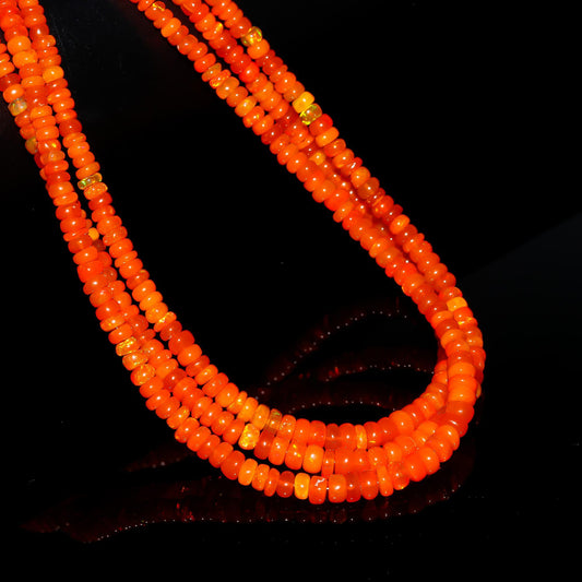 Ethiopian Opal Orange Rondelle 4 MM Smooth Natural Beads 16 Inches Strands