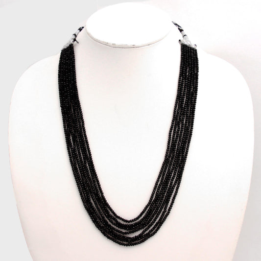 Black Spinel Rondell Faceted Natural 3 MM Beads Necklace 20 Inches Strands