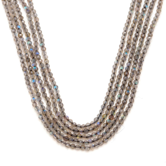Labradorite Grey Round Faceted Natural Beads 13 inches Strands