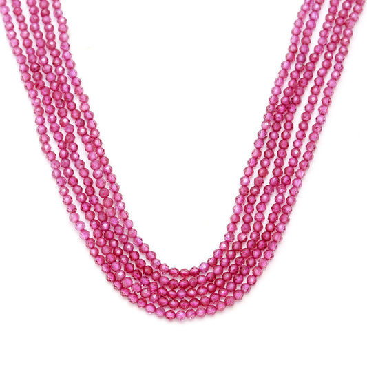 Pink Topaz Round Micro Faceted Natural Beads 13 Inches Strands