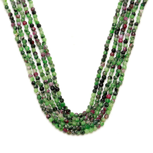 Ruby Zoisite Green Round Faceted Natural Beads 13 Inches Strands
