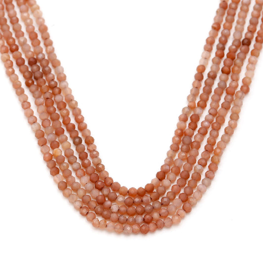 Chocolate Moonstone Brown Round Faceted Natural Beads 13 Inches Strands