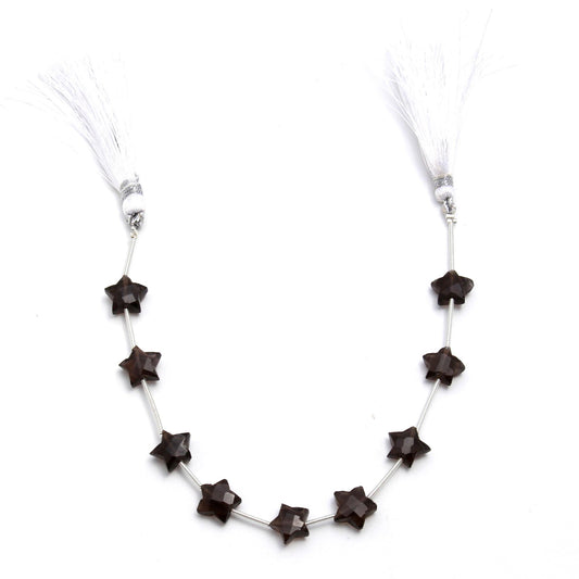 Smoky Quartz Black Star Faceted Natural Beads 8 Inches Strands