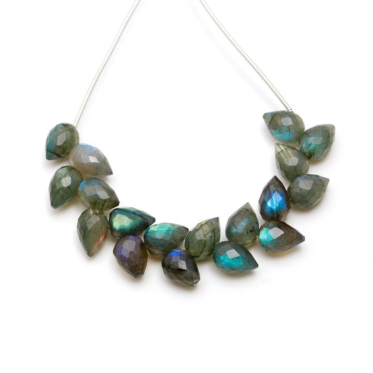 Labradorite Grey Drops Carving Natural Beads 4 Inches Strands