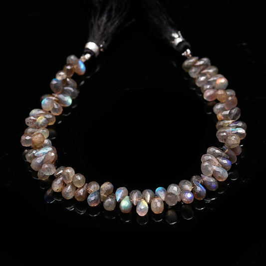 Labradorite Grey Carving Drop Natural Beads 8 Inches Strands