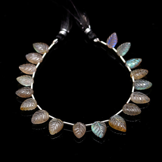 Labradorite Grey Carving Leaf Natural Beads 8 Inches Strands