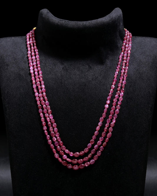 Ruby Red Rondell Smooth Natural Beads Necklace 22 inches Strands