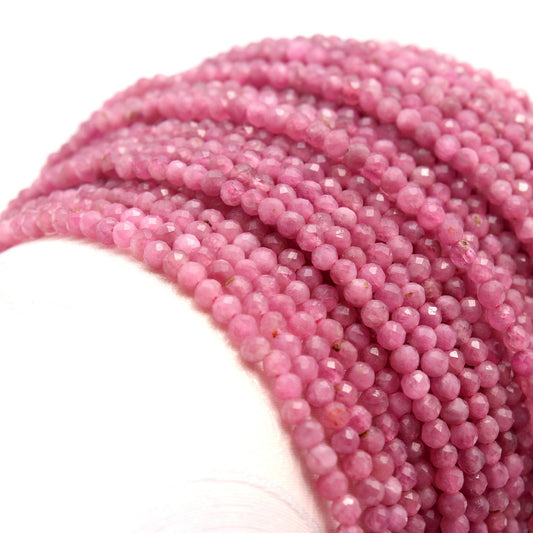 Pink Tourmaline Shaded Pink Round Faceted Natural Beads 12 Inches strands