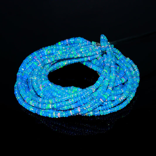 Ethiopian Opal Blue Rondell Smooth Natural 4 mm Beads 16 Inches Strands For Jewelry Making