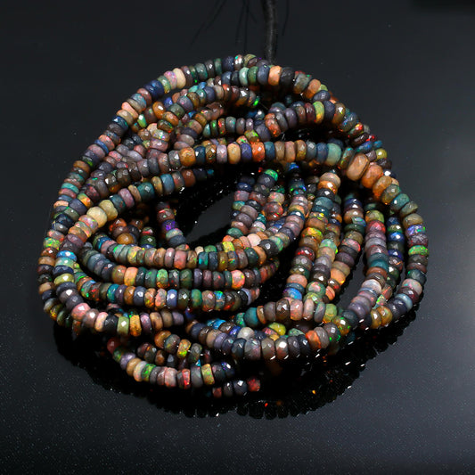Ethiopian Opal Multi Color Rondell Faceted 4 mm Natural Beads 16 Inches Strands