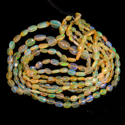 Ethiopian Opal Multi Color Oval 4 MM Smooth Natural Beads 16 Inches Strands
