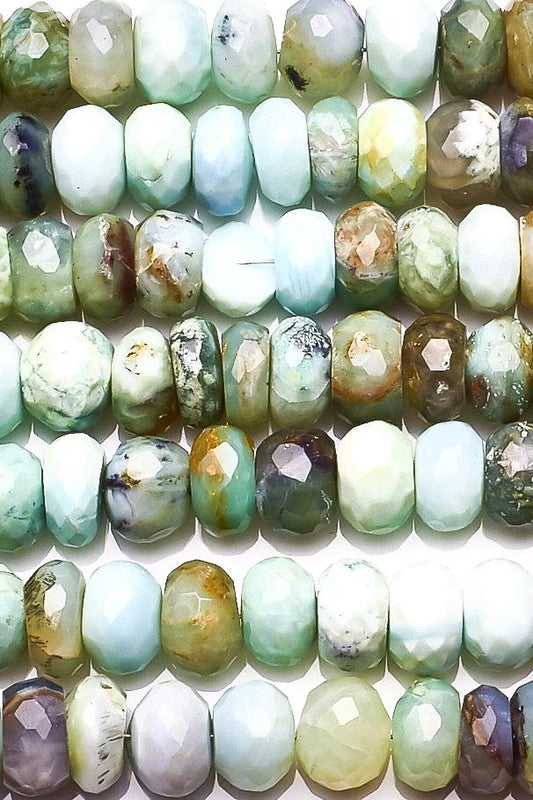 Peru Opal Sky Blue Rondelle Faceted Natural Beads
