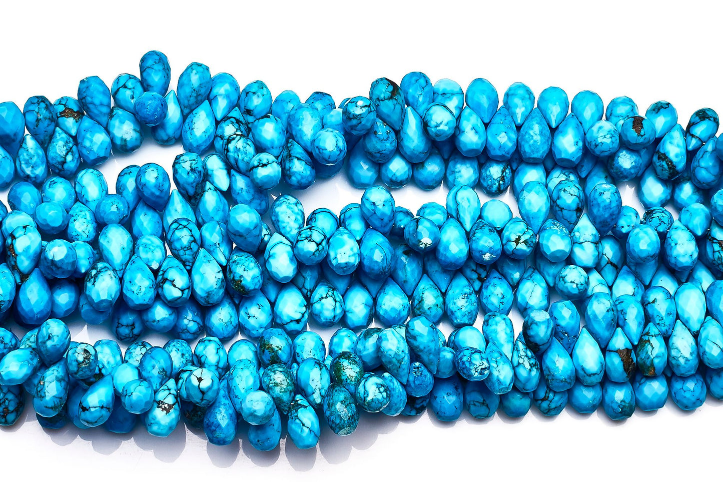 Turquoise Blue Drops Faceted Reconstituted Beads