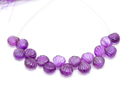Amethyst Pink Carving Shell Natural Beads 4 Inches Strands