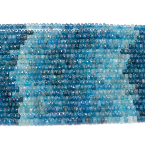 Moss Aquamarine Blue Rondelle Beads Natural Beads 13 Inches Strands