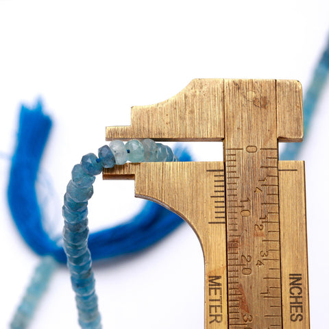 Moss Aquamarine Blue Rondelle Beads Natural Beads 13 Inches Strands