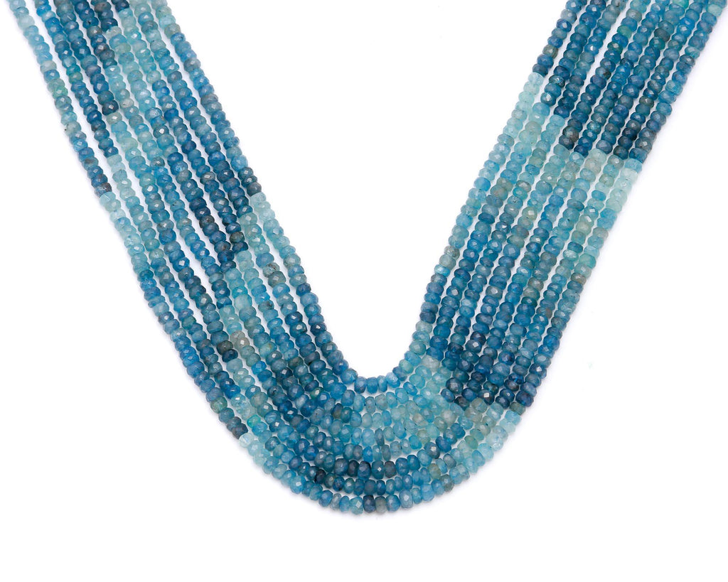 Moss Aquamarine Blue Rondelle Beads Natural Beads 13 Inches Strands