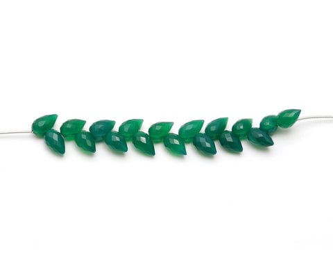 Green Onyx Drop Faceted Natural Beads 4 Inches Strands
