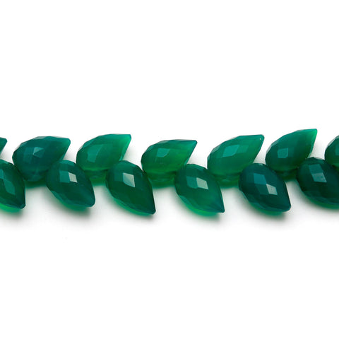 Green Onyx Drop Faceted Natural Beads 4 Inches Strands