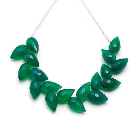 Green Onyx Drop Faceted Natural Beads 4 Inches Strands