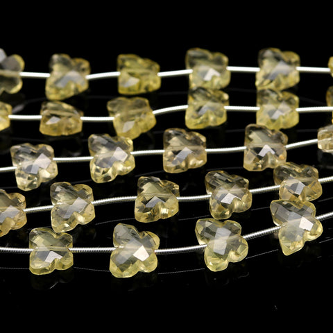 Lemon Quartz Butterfly Yellow Carving Natural Beads 8 Inches Strands