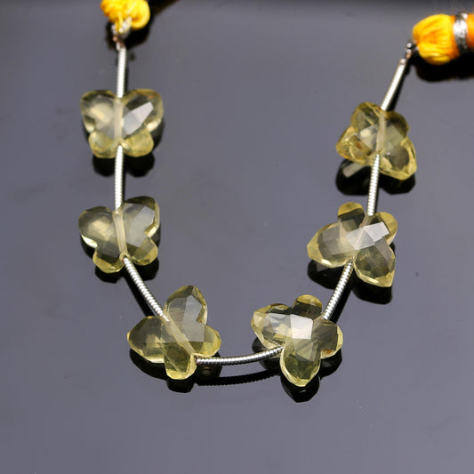Lemon Quartz Butterfly Yellow Carving Natural Beads 8 Inches Strands