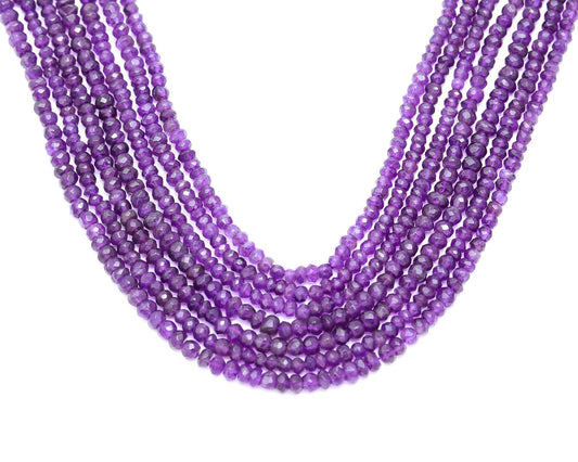Amethyst Purple Rondell Faceted Natural Beads 13 Inches Strands