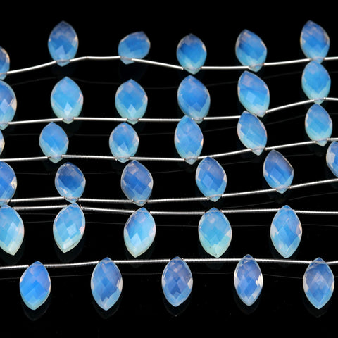 Rainbow Moonstone White Marquise Carving Natural Beads 8 Inches Strands