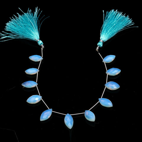 Rainbow Moonstone White Marquise Carving Natural Beads 8 Inches Strands