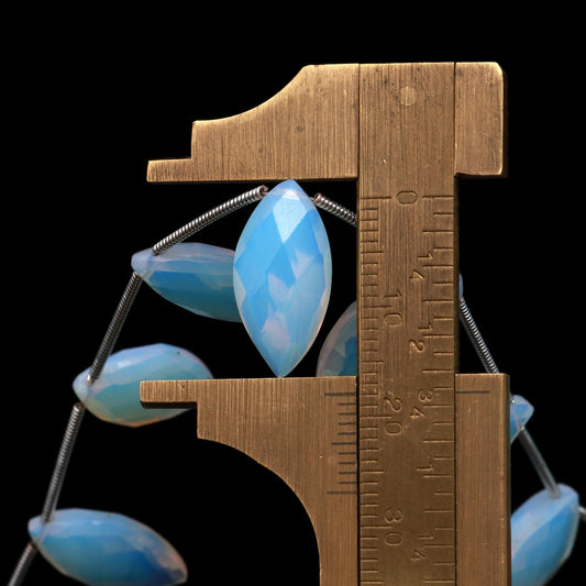 Rainbow Moonstone White Marquise Carving Natural Beads 8 Inches Strands