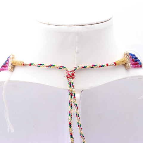 Multi Sapphire Round Faceted Natural Beads Necklace 22 Inches
