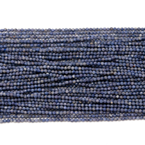 Sodalite Blue Round Faceted Natural Beads 13 Inches Strands