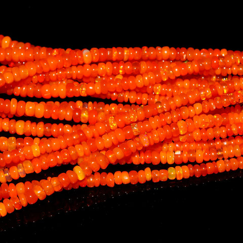Ethiopian Opal Orange Rondelle 4 MM Smooth Natural Beads 16 Inches Strands