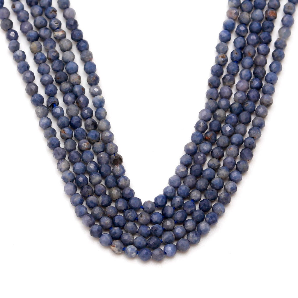 Sodalite Blue Round Faceted Natural Beads 13 Inches Strands