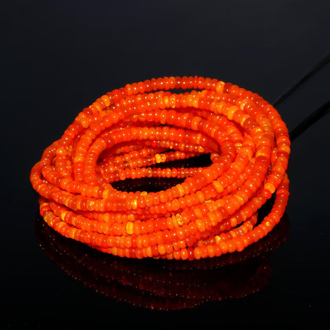 Ethiopian Opal Orange Rondelle 4 MM Smooth Natural Beads 16 Inches Strands