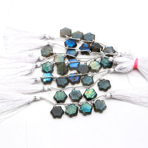 Labradorite Grey Carving Natural Beads 4 Piece Top Drilled