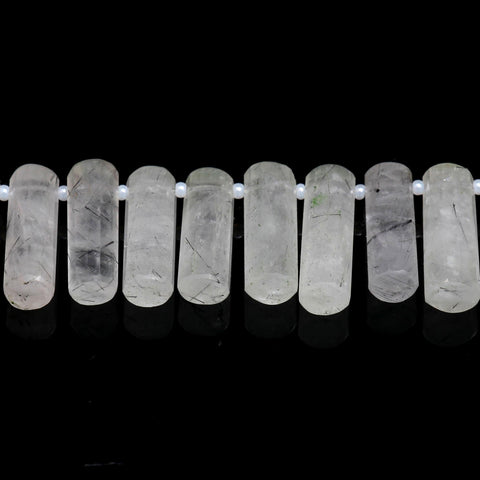 Black Rutilated Quartz Black Pencil Faceted Natural Beads
