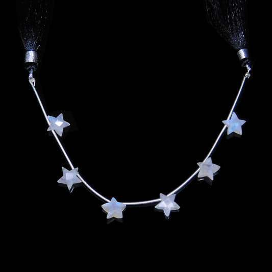 Rainbow Moonstone White Star Carving Natural Beads 8 Inches Strands