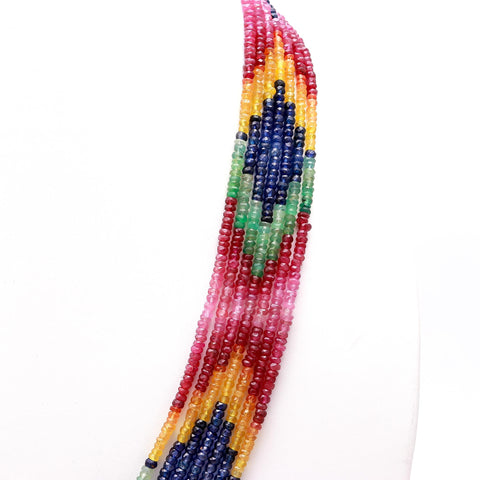 Multi Sapphire Round Faceted Natural Beads Necklace 22 Inches