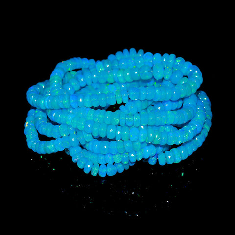 Ethiopian Opal Teal Rondell Smooth Natural Beads 16 Inches Strands