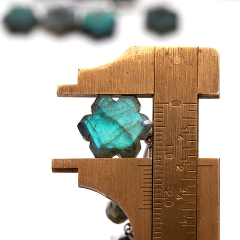 Labradorite Grey Carving Natural Beads 4 Piece Top Drilled