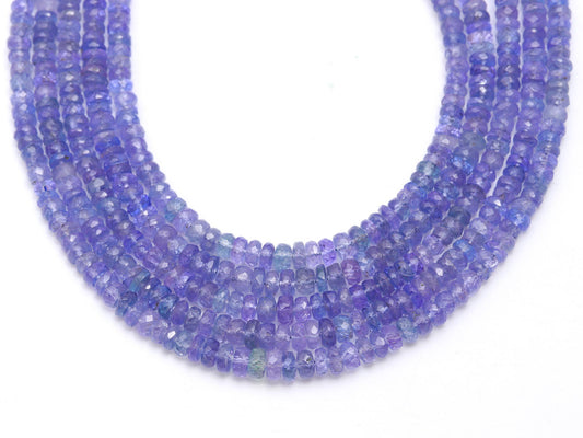 Tanzanite Blue Rondell Faceted Natural Beads Necklace 16 inches strands