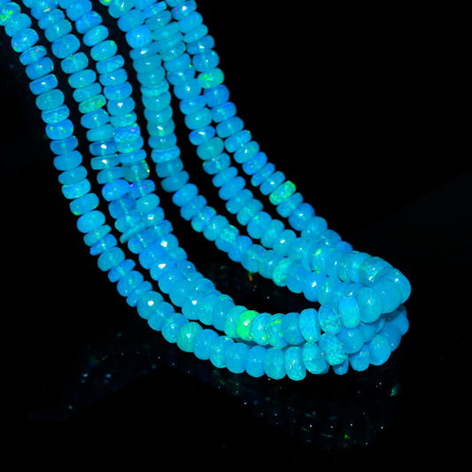 Ethiopian Opal Teal Rondell Smooth Natural Beads 16 Inches Strands