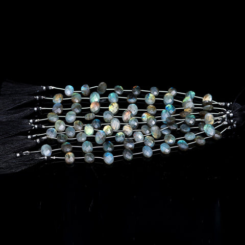 Labradorite Grey Oval Carving Natural Beads 8 Inches Strands