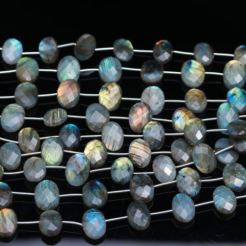 Labradorite Grey Oval Carving Natural Beads 8 Inches Strands