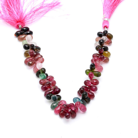 Watermelon Tourmaline Multicolor Drop Faceted Natural Beads 8 Inches Strands
