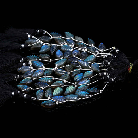 Labradorite Grey Carving Natural Beads 8 Inches Strands