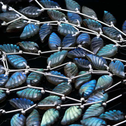 Labradorite Grey Carving Natural Beads 8 Inches Strands