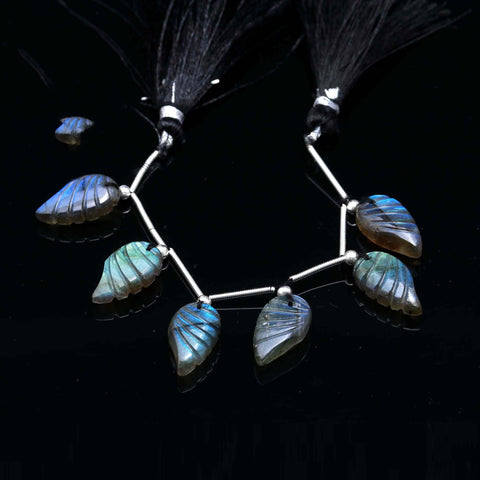 Labradorite Grey Carving Natural Beads 8 Inches Strands