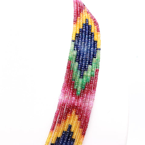 Multi Sapphire Round Faceted Natural Beads Necklace 22 Inches Strands